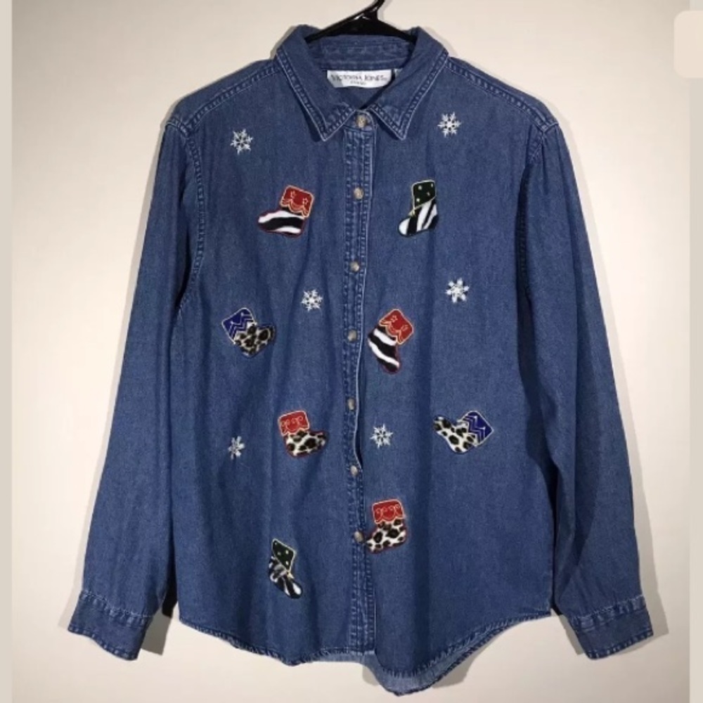 Victoria Jones Christmas Jean Shirt.